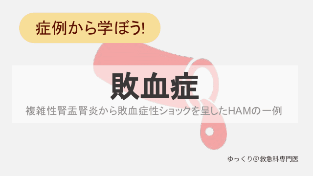 症例から学ぼう！敗血症～複雑性腎盂腎炎から敗血症性ショックを呈したHAMの一例～