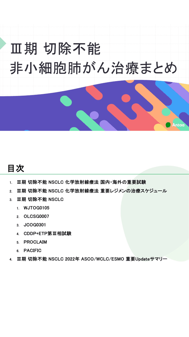 III期 切除不能非小細胞肺がん治療まとめ