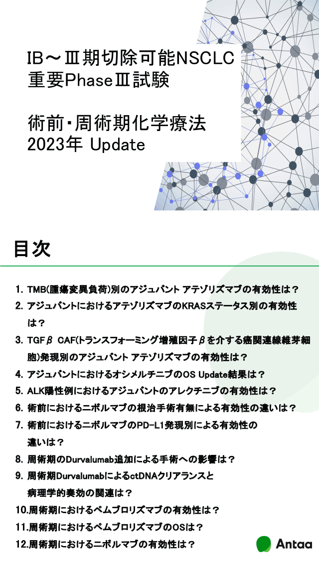 IB～Ⅲ期切除可能NSCLC 重要PhaseⅢ試験 術前・周術期化学療法  2023年 Update