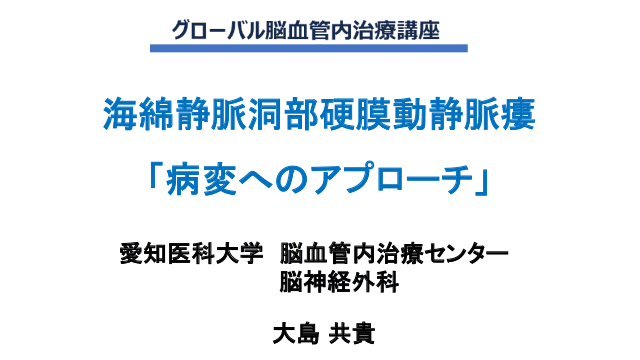 海綿静脈洞部dAVFに対する治療戦略｜大島共貴先生