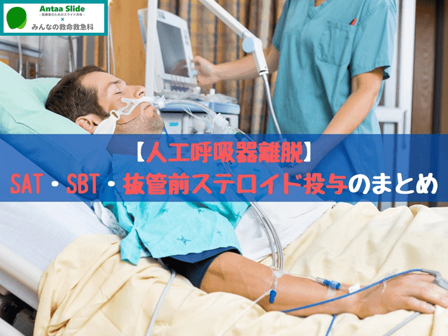 【人工呼吸器離脱】SAT・SBT・抜管前ステロイド投与のまとめ