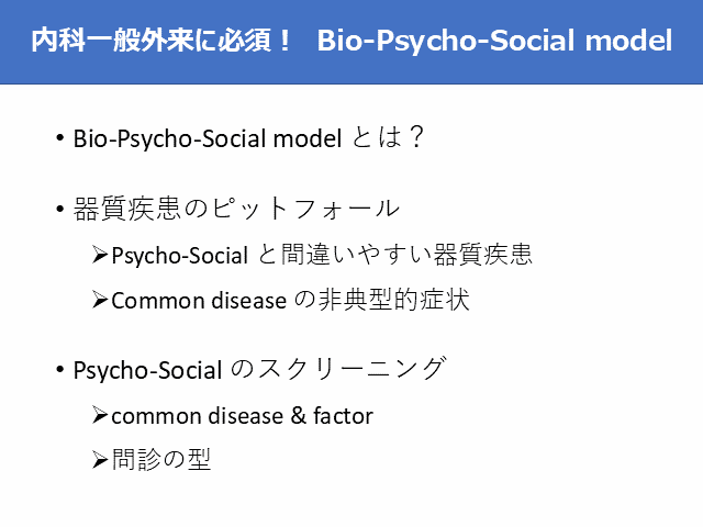 内科一般外来に必須！　Bio-Psycho-Social model