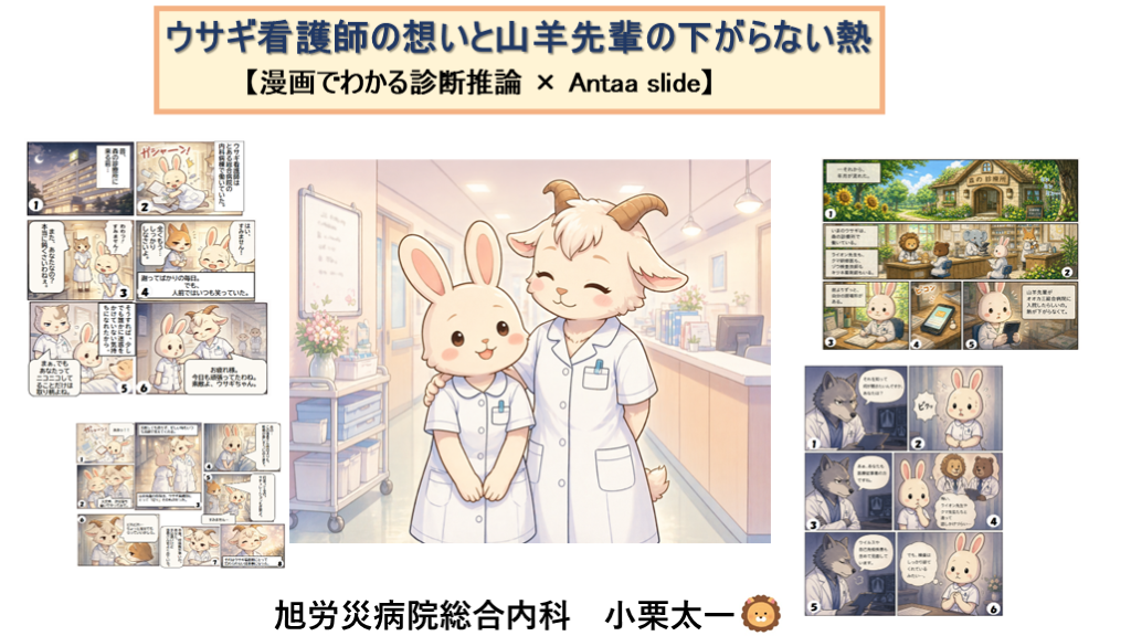 【漫画でわかる診断推論】ウサギ看護師の想いと山羊先輩の下がらない熱 L001.png