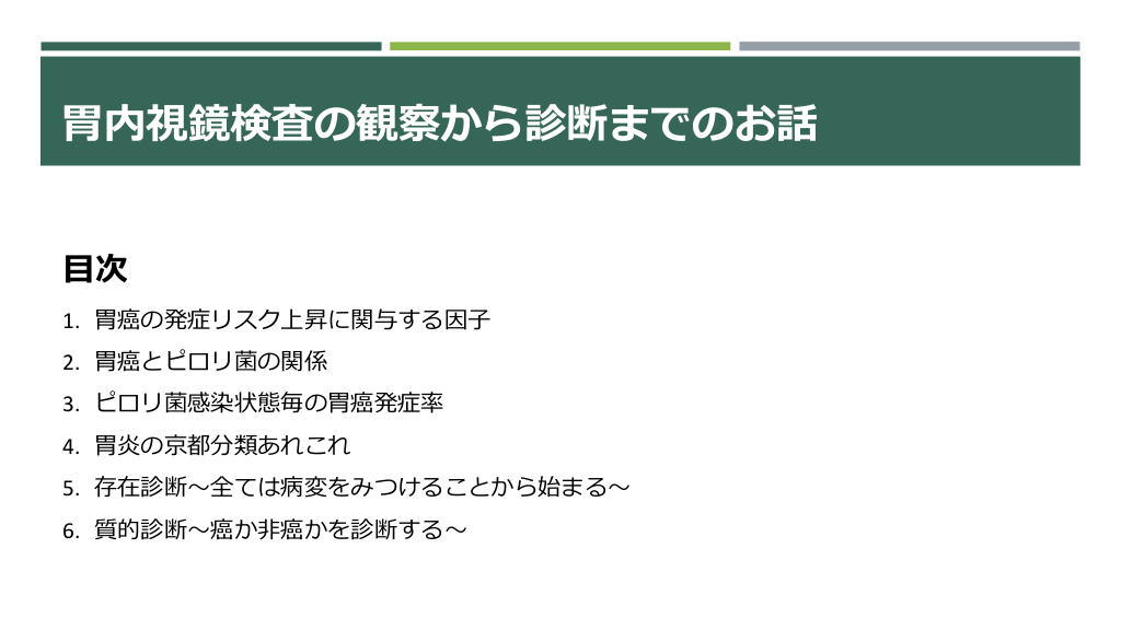 胃内視鏡検査の観察から診断までのお話〜胃癌リスクを把握しよう／病変をみつけて癌と診断しよう〜 | Antaa Slide